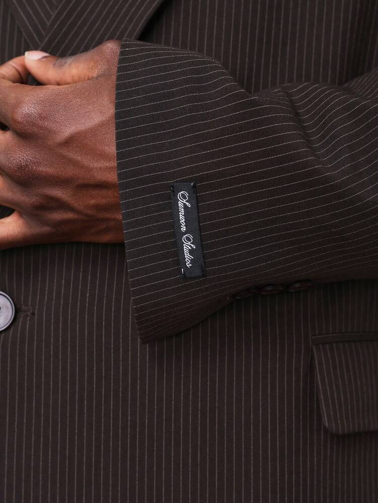 Ensemble costume rayé croisé pour hommes, classique, formel, professionnel pour le mariage. Blazer et pantalon habillé sur mesure, tenue de bureau en deux pièces
