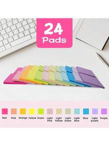 (24 piezas/12 piezas) Notas adhesivas de colores de 3 pulgadas x 3 pulgadas, aptas para uso en el hogar, la oficina y la libreta. - Multicolor - Ver 2