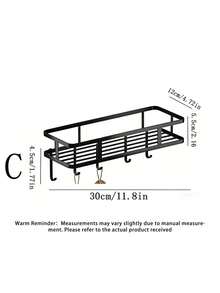 1PC Iron Storage Rack With Hook, Multipurpose Hole-Free Wall Mounted Corner Storage Shelf, Suitable For Bathroom, Bathroom Accessories, Room Decor Bathroom Accessories - Multicolor - View 7