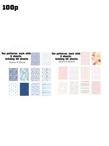 50Sheets/100Sheets/150Sheets/200Sheets Vintage Scrapbook Paper Kit -Material Paper, Complete Scrapbooking Supplies Back To School - Multicolor - View 24
