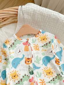 Newborn Baby Boy Cute Casual Knit Cartoon Pattern Long Sleeve Romper Pajamas - Multicolor - View 6