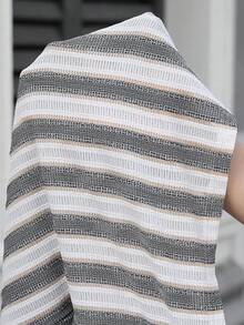 VENTUSAIL Camisa casual de manga corta con textura y rayas verticales para hombre - Multicolor - Ver 4