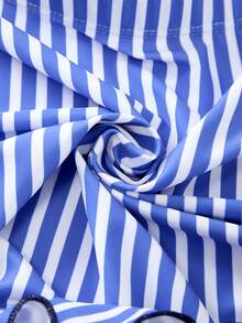 Swim Oasis Women's Vacation Ruffled One-Piece Swimsuit With Matching Cover-Up Skirt - Blue and White - View 11