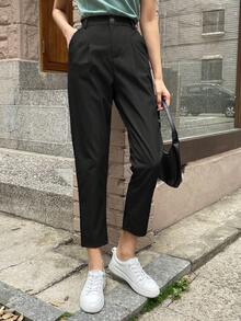 DAZY Women's Business Casual Plain Tapered Dress Pants - Black - View 5