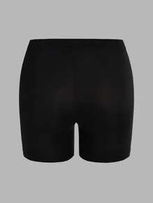 4pcs/Set Girls' Black Solid Color Minimalist Comfortable Tight Shorts & Leggings - Multicolor - View 5