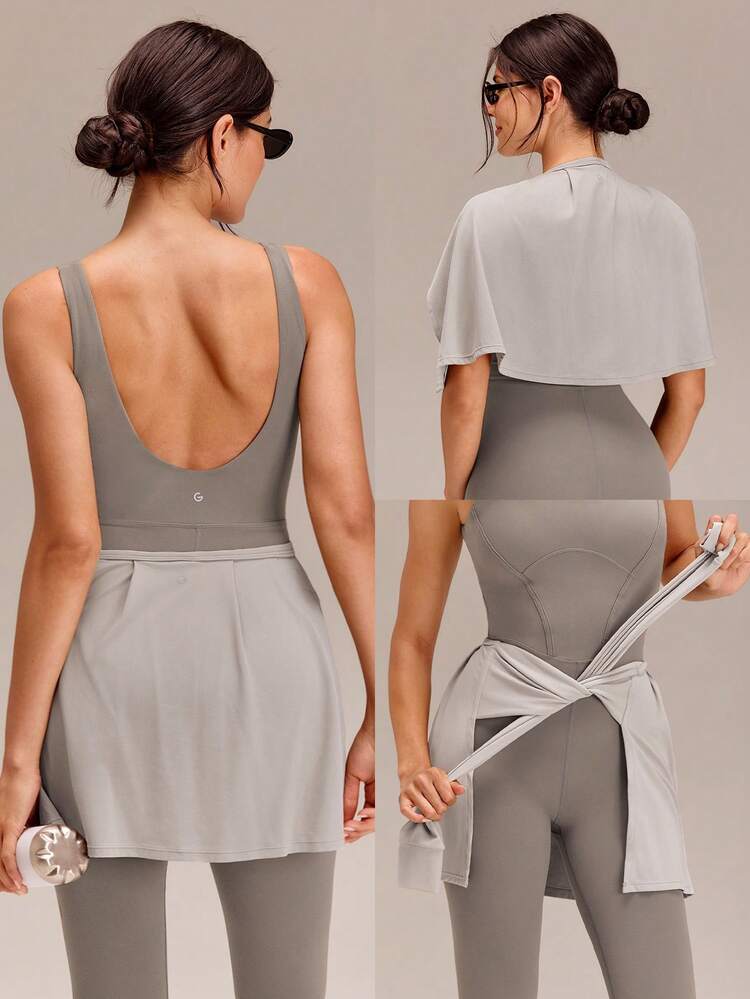 FeatherFit™-Air Tie Up Wrap Up Pleated Skirt Dance Training Daily Quick Dry Moisture Wicking