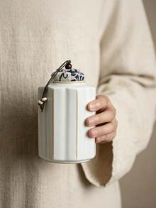 Cirelle 1 Pc Ceramic Storage Jar, Portable Chinese Style Storage Jar For Household Use, Household Storage Tank, One Can For Storage And Storage Dual-Use, Suitable For Christmas, Halloween, Valentine's Day, Birthday Gifts - Multicolor - View 4