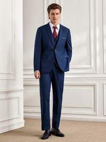 Officeau Bộ vest công sở thời trang nam SuitGent, bộ vest công sở trang trọng chất lượng cao, bộ tuxedo cưới dáng ôm cho chú rể, áo khoác vest nam. - Màu xanh hải quân - Xem 1