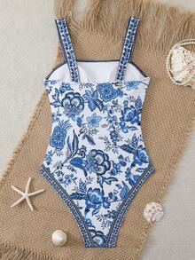 Swim Lushoire Elegant, bantande baddräkt i ombre-modell med rynka och breda axelband för kvinnor - Multifärgad - Visa 2