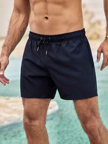 Mercer Haus MADHERO 男士泳裤，带压缩内衬，二合一速干泳衣 - 藏蓝色 - 查看 1