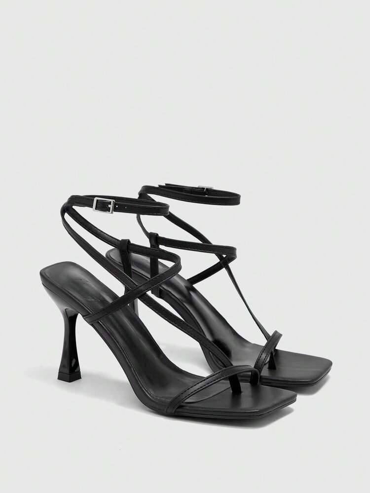 CUCCOO BIZCHIC Women's Summer Kitten Heel Criss-Cross Strap Buckle Sexy High Heel Sandals