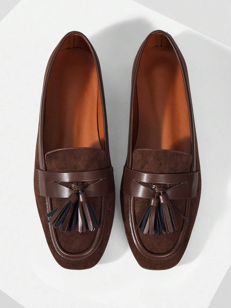 Mnmlis Women's Retro Spring British Style Small Leather Shoes Slip-On Loafers Flat Shoes - Brown - View 1