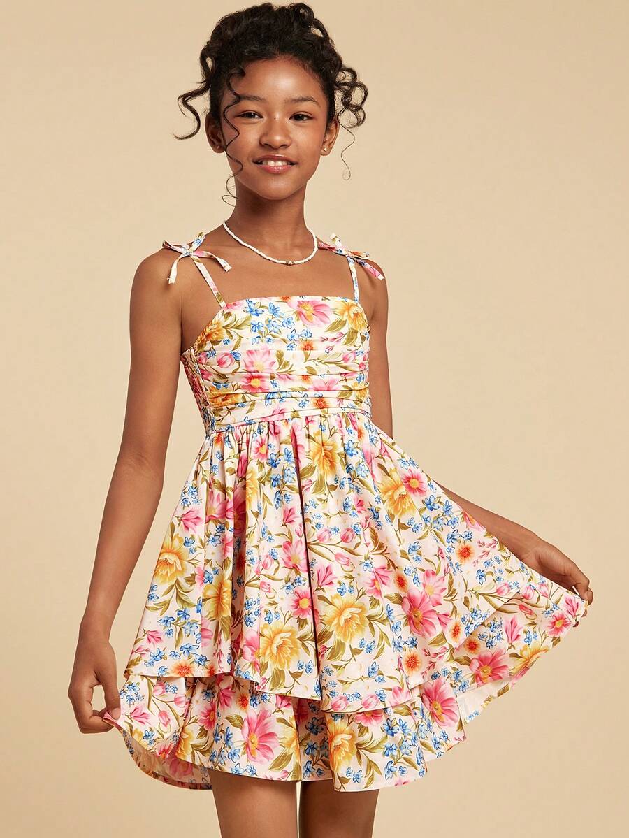 Travachic KIDS 少女碎花无袖休闲度假连衣裙 - 彩色 - 查看 1