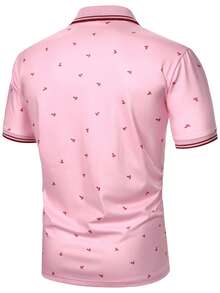 Manfinity Mode Áo polo nam tay ngắn in hình mỏ neo, kiểu dáng thường ngày, thích hợp đi làm. - Hồng - Xem 2