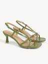 CUCCOO CHICEST Women's Shoes Green Thin Strap Thin Heel Square Toe Cross Strap Word Strap Banquet Women High Heel Sandals Summer Shoes
