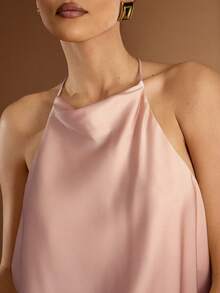 Hauture Top con cuello de halter y espalda descubierta con textura - Rosa - Ver 5