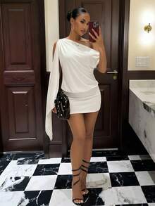 Slaydiva Đầm mùa hè thanh lịch, gợi cảm, thích hợp cho kỳ nghỉ, hẹn hò, lãng mạn, thường ngày, đám cưới, tiệc sinh nhật, phong cách Y2K, cô gái nóng bỏng, thế hệ Millennials, lệch vai, rộng rãi, hở lưng, dây đeo, ôm sát, chất liệu lưới màu vàng nhạt - Đầm ngắn, đầm hở lưng, đầm trắng, đầm gợi cảm, đầm nữ, đầm thanh lịch - trắng - Xem 6