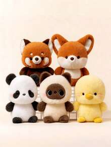 POKOJA LAND 1件装，可爱熊猫、小猫、鸭子、狐狸和浣熊毛绒玩具，适合活动和派对装饰，精美玩具，家居装饰，以及可爱的毛绒动物礼物，是独立日、生日、母亲节和婚礼的理想之选。春季至夏季 - 彩色 - 查看 4