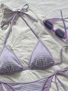 Swim Mod Bikini de 2 piezas con cuello de halter y lazada, para primavera/verano 2026 - Multicolor - Ver 4