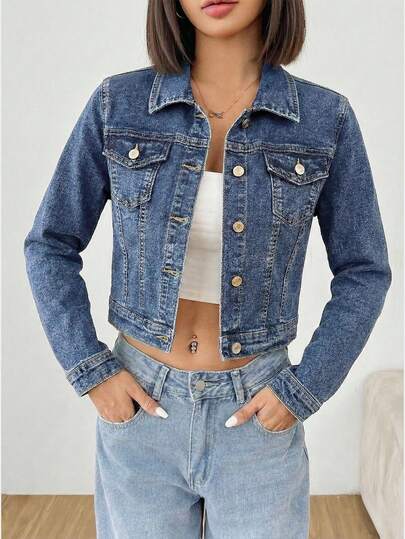 Ticali Chaqueta de Mezclilla Clásica con Botonadura Metálica, Acabado en Azul Piedra Lavado y Doble Bolsillo Frontal para un Estilo Juvenil, Atemporal y Urbano 4NZY05