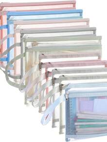 Colorful Mesh Zipper Bag, Double Nylon Building Block Set Toy Storage And Finishing, Breathable See-Through Zipper Bag With Handle, Suitable For Active Office Games - Multicolor - View 6