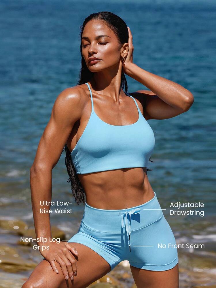 2.5" FeatherFit™ Sunrise Stretch Ultra-Low-Rise Drawstring Waist Anti-Slip Shorts Yoga Pilates Studio Daily Casual Wear