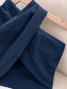 Travachic Atasan Wanita Tanpa Lengan Model Lilitan Berlipit Warna Polos, Atasan Musim Panas - Navy Blue - View 4