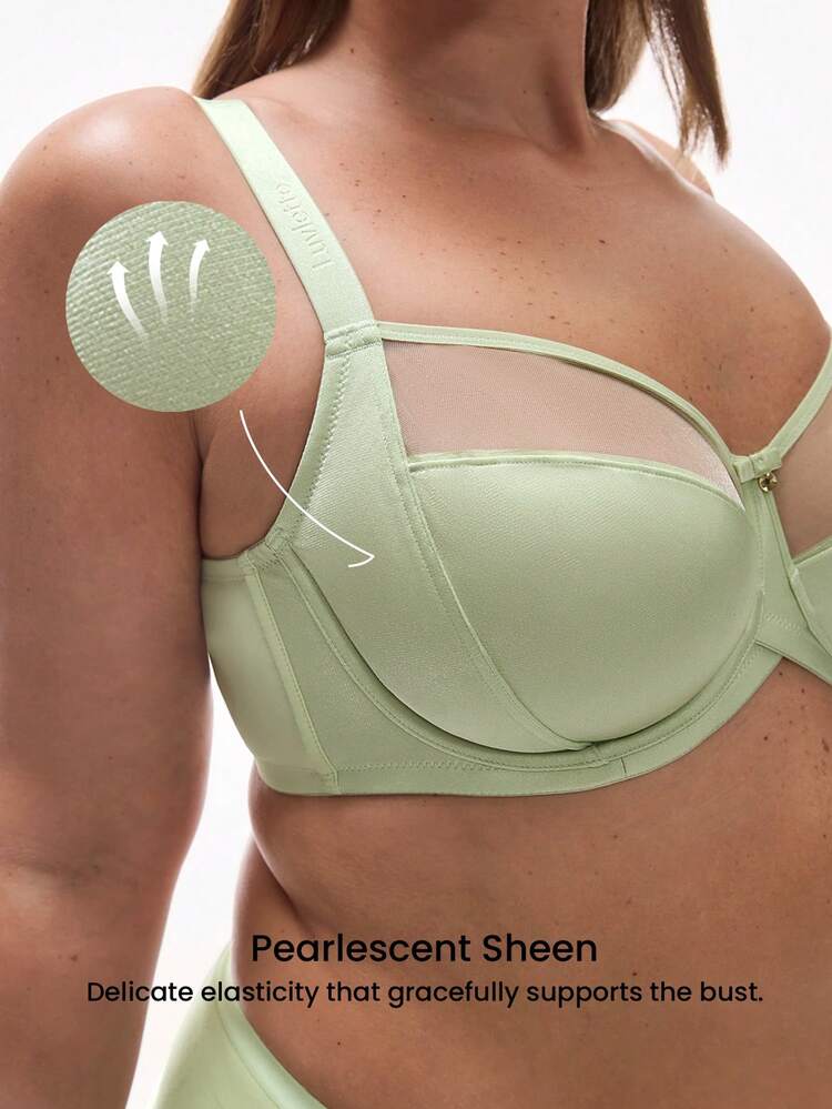 Plus Unlined Full Coverage Side Support Mesh Bra