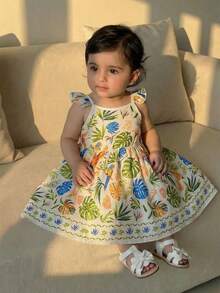 Đầm bé gái kiểu dáng thường ngày dễ thương ngọt ngào in họa tiết hoa không tay, eo chun. - Nhiều màu - Xem 1