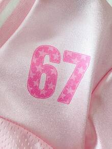 SHEIN Áo thun bóng đá in số cho bé gái, áo thun thể thao thời trang đường phố màu hồng. - Hồng - Xem 5