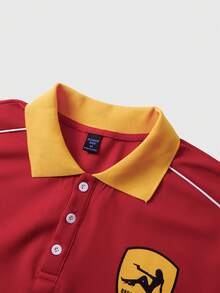 Áo polo nam tay ngắn in chữ, kiểu dáng thường ngày, thích hợp cho mùa hè. - Đỏ - Xem 4