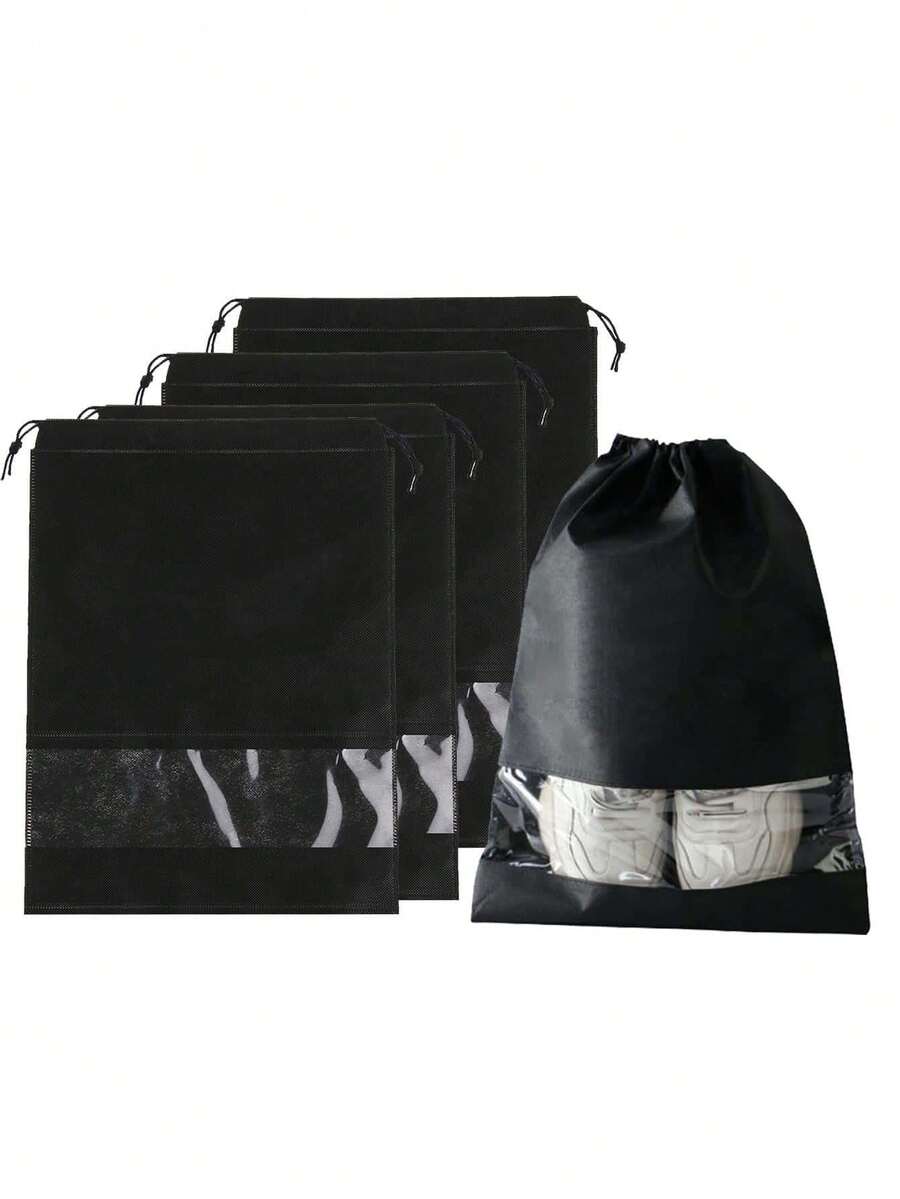 5Pcs Shoe Storage Bag Portable Travel Daily Use Wearable Rope Bag. - Black - View 1