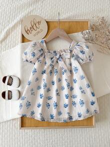 Đầm ngắn tay kẻ caro dễ thương cho bé gái, dáng rộng, thích hợp cho kỳ nghỉ hè. - trắng - Xem 5