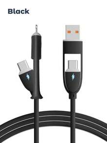 Teckwe Cable de carga 4 en 1 de carga rápida, silicona líquida 1M, cable de carga múltiple con 4 interfaces que se pueden convertir y transferir libremente mientras se carga, adecuado para teléfonos móviles, tabletas, cable USB C - Multicolor - Ver 12