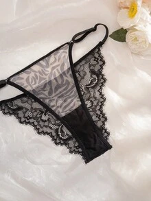 Bare Chapter 2pcs Women Leopard Print Lace Patchwork Front Closure Wireless Thin Cup Comfortable Lingerie Set - Multicolor - View 3