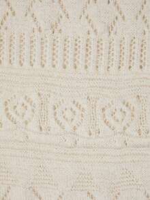 New Arrival European And American Fashion Vacation Casual Mixed Color Knit Sweater Dress - Cream - View 5