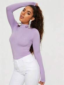 Playera Térmica de Mujer de Manga Larga y Cuello Alto - Lila - Ver 2