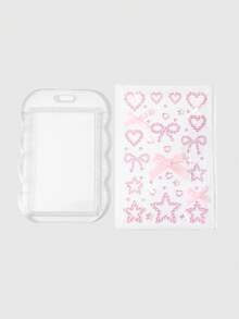 ROMWE Kawaii 1款创意简约甜美精致百搭的高品质软陶水钻吊坠，镶满钻石，闪亮音符，PVC材质，可DIY钻石饰品，赠送织带蝴蝶结、星形爱心水钻贴纸、亚克力透明蕾丝滑动卡套、校园卡套、旅行卡套、交通卡套、星形卡兔、钥匙扣配件、包包挂件，适合上班族、学生、派对爱好者、日常佩戴、节日礼物。 - 粉色-135 - 查看 6