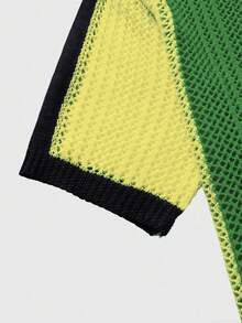 ROMWE MEN Street Life Men's Color Block Letter & Number Print Casual Versatile Daily Wear Knit Top - Multicolor - View 4
