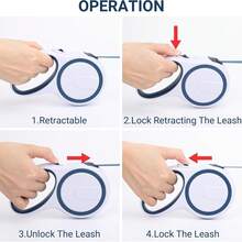 Segarty Extendable Leash, 16ft Heavy Duty Walking Dog Retractable Leash For Medium Small Dogs Up To 44lb, Anti-Slip Handle 360°Tangle-Free Nylon Tape, One-Handed One Button Lock (Blue White) - Blue - View 7