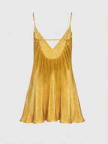 INAWLY Solid Color Casual Versatile Summer Sleeveless Dress Yellow Sexy - Yellow - View 5