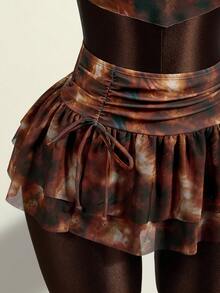 Zestiva Bộ 3 món: Áo bikini cổ yếm họa tiết da báo ombre + Quần bikini tam giác họa tiết da báo ombre + Chân váy xếp tầng họa tiết da báo ombre, trang phục đi biển thường ngày bán chạy. - Nhiều màu - Xem 6