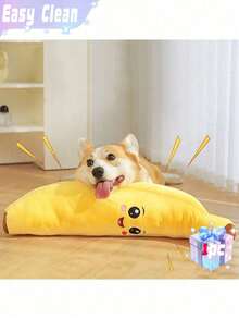 1pc26CM Plush Squeaky Banana Dog Chew Toy - Suitable For Small, Medium, And Large Breeds Interactive Teething Toy - Relieve Anxiety Pet Toy, Soft Polyester Material, No Battery Required - Multicolor - View 1