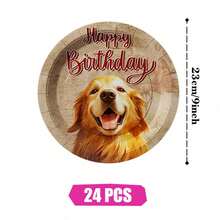 狗狗生日快乐一次性餐盘、餐巾纸和杯子，派对用品套装，可供 24 人使用，一次性纸质派对餐具，适用于生日、婚礼、主题派对、家庭野餐。 - 查看 9