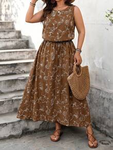EMERY ROSE Vestido sin mangas con cordón en la cintura para mujer talla grande, atuendos de verano para mujer, Día de San Patricio, atuendos de rave, festival, vacaciones de primavera, bohemio - Multicolor - Ver 1