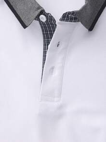 Manfinity Homme Men's Knight Print Casual Versatile Commuting Short Sleeve Polo Shirt - White - View 5