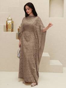 Yasmyna Đầm maxi Thổ Nhĩ Kỳ dành cho nữ và áo abaya truyền thống Ả Rập. - màu nâu - Xem 8
