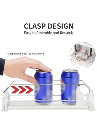 1-4PCS Beverage Can Dispenser Refrigerator Bottle Can Organizer With Upgraded Dual Layer Shelves Positioning Clips Kitchen Storage Closet Organization Desktop Storage Home Organizer
