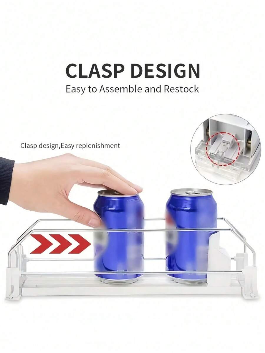 1-4PCS Beverage Can Dispenser Refrigerator Bottle Can Organizer With Upgraded Dual Layer Shelves Positioning Clips Kitchen Storage Closet Organization Desktop Storage Home Organizer - Multicolor - View 1