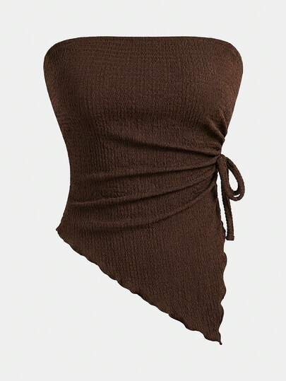 SHEIN Girlism 少女修身休闲简约舒适无袖不对称下摆背心